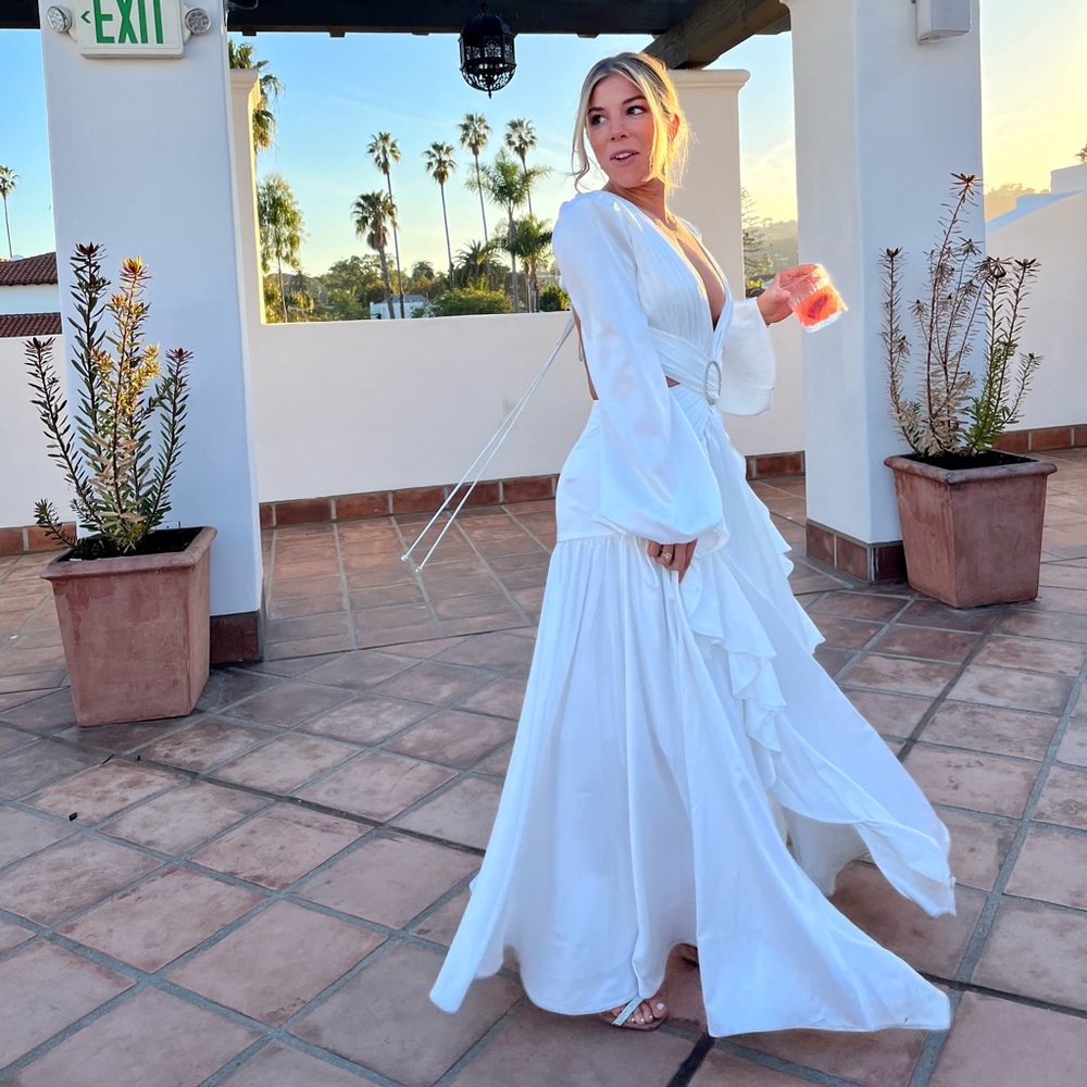 PATBO white cut-out maxi dress.